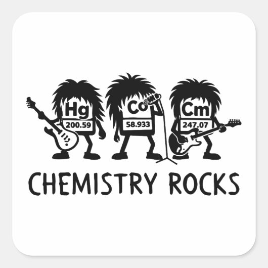 Chemie Rocks Science Rockband Vierkante Sticker (Voorkant)