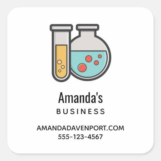 Chemie Test Tube en Beaker Business Vierkante Sticker (Voorkant)