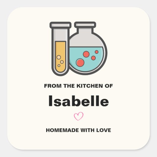 Chemie Test Tube en Beaker Grappige Keuken Vierkante Sticker (Voorkant)