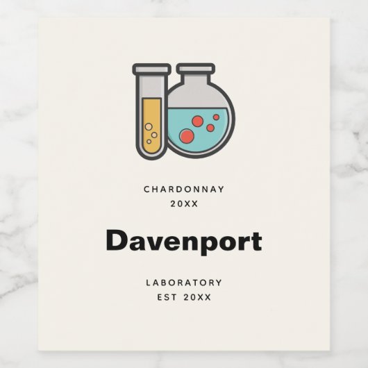 Chemie Test Tube en Beaker Grappige Wijn Making Wijn Etiket (Enkel label)