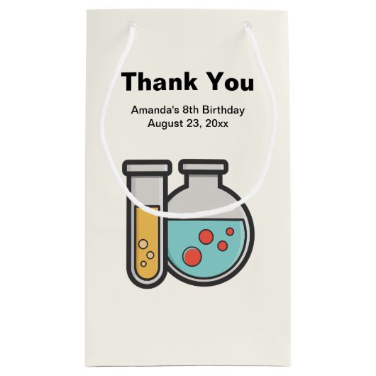 Chemie Test Tube en Beaker Verjaardag Dank u Klein Cadeauzakje (Achterkant)