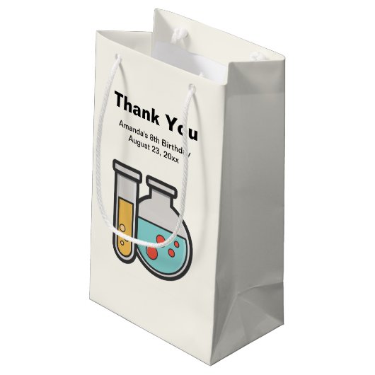 Chemie Test Tube en Beaker Verjaardag Dank u Klein Cadeauzakje (Achterkant Gekanteld)