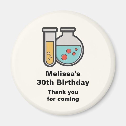 Chemie Test Tube en Beaker Verjaardag Dank u Magneet (Voorkant)