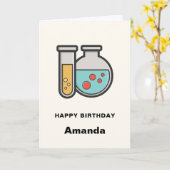 Chemie Test Tube en Beaker Verjaardag Kaart (Gele Bloem)