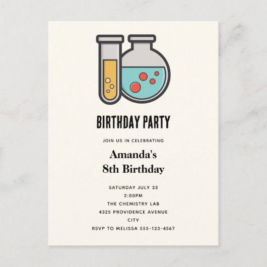 Chemie Test Tube en Beaker Verjaardag Uitnodiging Briefkaart (Voorkant)