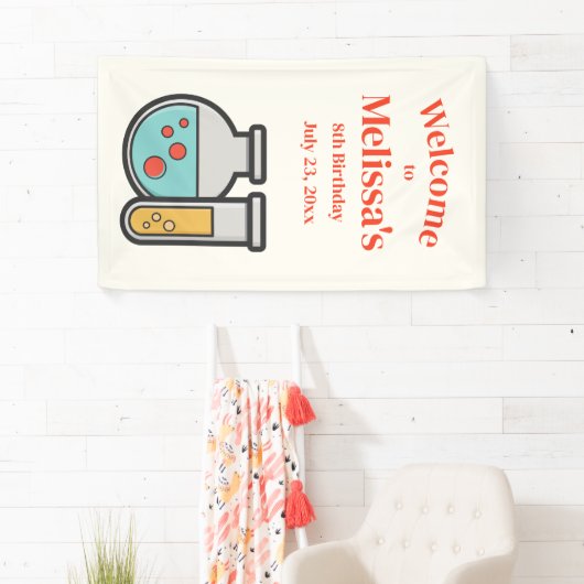 Chemie Test Tube en Beaker Verjaardag Welkom Spandoek (Insitu)