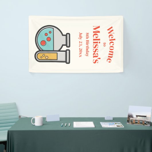Chemie Test Tube en Beaker Verjaardag Welkom Spandoek (Beurs)