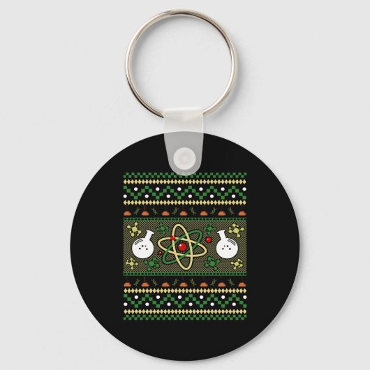 Chemie Ugly Kerstscience Engineer Gift Sleutelhanger (Voorkant)