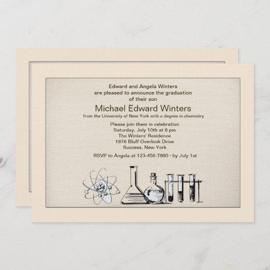 Chemie Uitnodiging tot een groot Afstuderen (Voorkant / Achterkant)