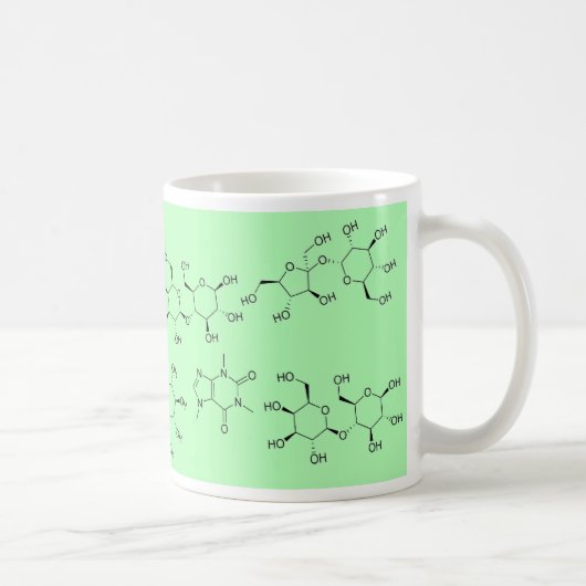 chemie van thee en koffie in groen koffiemok (Rechts)