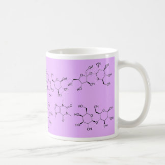 chemie van thee en koffie in paars koffiemok