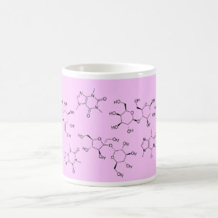 chemie van thee en koffie in roze koffiemok