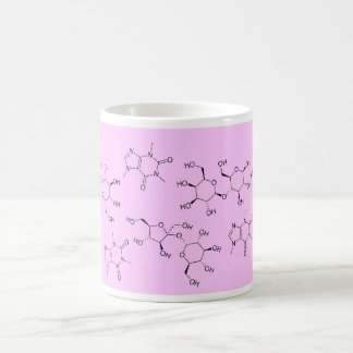 chemie van thee en koffie in roze koffiemok