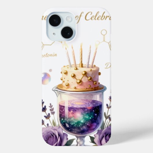 Chemie Verjaardagsfeest Fles en Bloemstuk Ca Case-Mate iPhone Case (Achterkant)