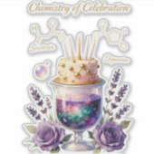 Chemie Verjaardagsfeest Fles en Bloemstuk Ca Sticker (Voorkant)