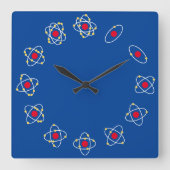 Chemie/Wetenschap Atom Vierkante Klok (Voorkant)