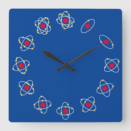 Chemie/Wetenschap Atom Vierkante Klok (Voorkant)