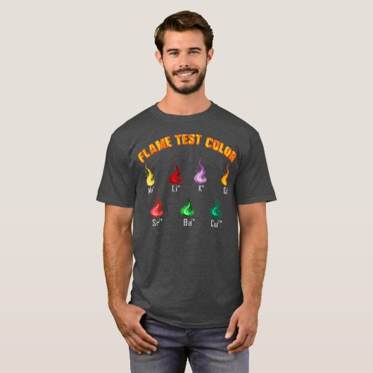 Chemie Wetenschap Chemist Vlam Test Kleur Gift T-shirt (Voorkant volledig)