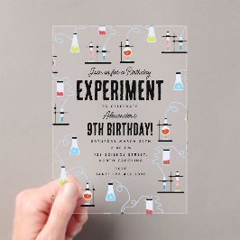 Chemie Wetenschap Experiment Kinderen Verjaardagsf Acryl Uitnodigingen