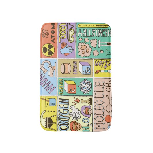 Chemie Wetenschap Illustratieset Badmat (Voorkant Verticaal)