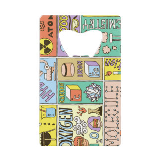 Chemie Wetenschap Illustratieset Creditkaart Flessenopener