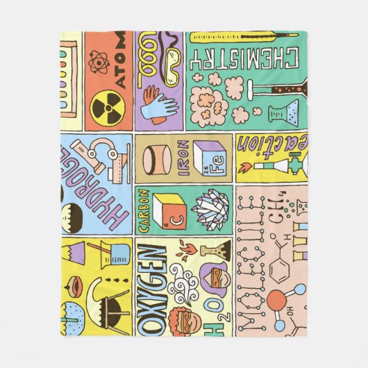 Chemie Wetenschap  Illustratieset Fleece Deken (Voorkant)