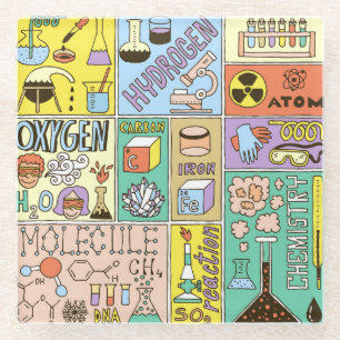 Chemie Wetenschap  Illustratieset Glazen Onderzetter