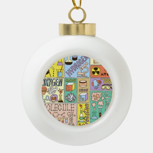 Chemie Wetenschap Illustratieset Keramische Bal Ornament (Voorkant)
