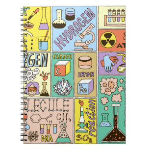 Chemie Wetenschap  Illustratieset Notitieboek