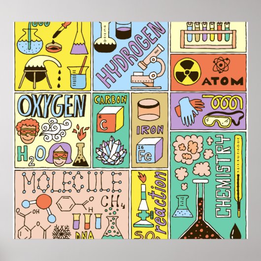 Chemie Wetenschap  Illustratieset Poster (Voorkant)