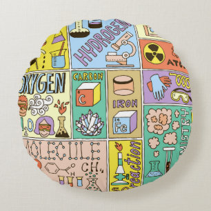 Chemie Wetenschap Illustratieset Rond Kussen