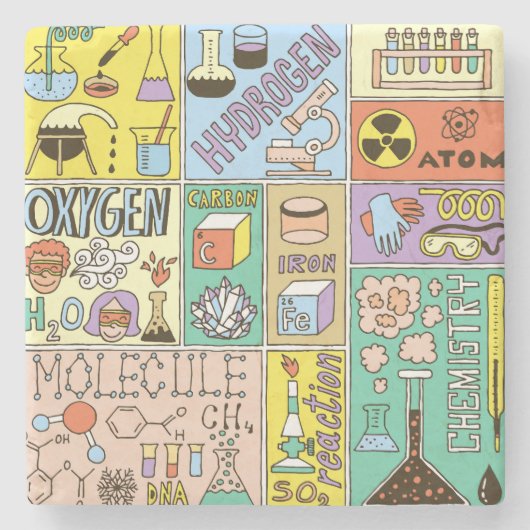 Chemie Wetenschap  Illustratieset Stenen Onderzetter (Voorkant)