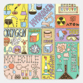 Chemie Wetenschap  Illustratieset Vierkante Sticker (Voorkant)