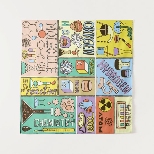 Chemie Wetenschap Illustratieset Wandkleed (Voorkant (horizontaal))