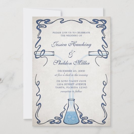 Chemie Wetenschap Leraar Bruiloft Uitnodigingen (Voorkant)