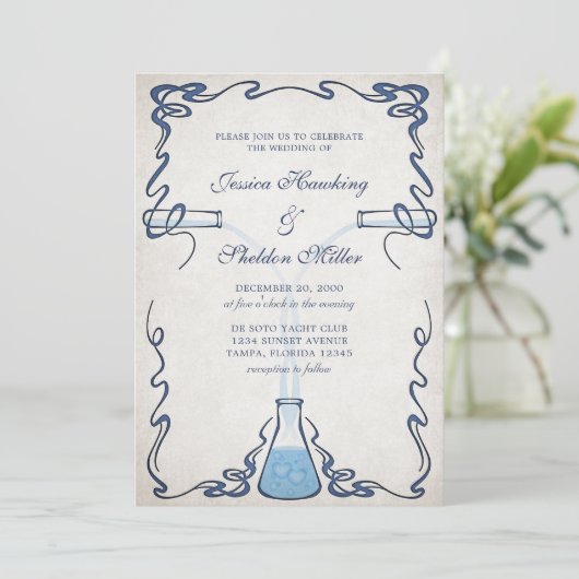 Chemie Wetenschap Leraar Bruiloft Uitnodigingen (Staand voorkant)