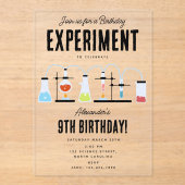 Chemie Wetenschap Test Tubes Kids Verjaardagsfeest Acryl Uitnodigingen (Voorkant)