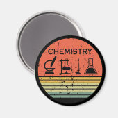 Chemie zonsondergang retro strepenpatroon magneet (Voorkant / Achterkant)