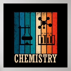 Chemie zonsondergang retro strepenpatroon poster