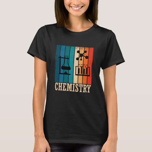 Chemie  zonsondergang retro strepenpatroon t-shirt (Voorkant)