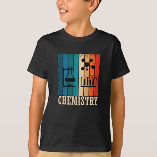 Chemie  zonsondergang retro strepenpatroon t-shirt (Voorkant)