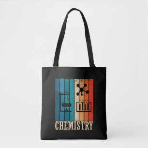 Chemie zonsondergang retro strepenpatroon tote bag