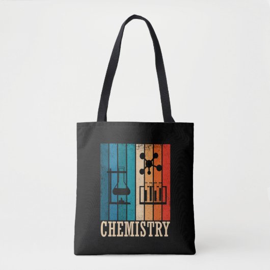 Chemie zonsondergang retro strepenpatroon tote bag (Voorkant)