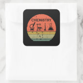 Chemie  zonsondergang retro strepenpatroon vierkante sticker (Tas)