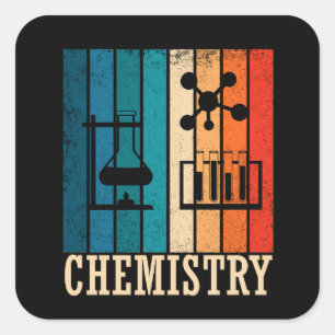 Chemie  zonsondergang retro strepenpatroon vierkante sticker