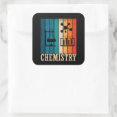 Chemie zonsondergang retro strepenpatroon vierkante sticker (Tas)