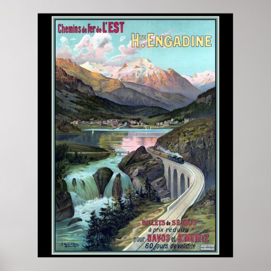 Chemins de fer de L'EST voor Davos en St. Moritz Poster (Voorkant)