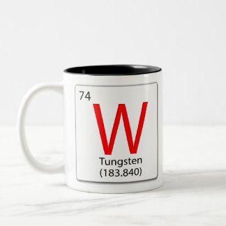 Chemisch element tegel W Wolfraam Tweekleurige Koffiemok