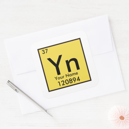 chemisch element vierkante sticker (Envelop)
