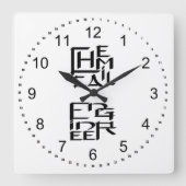 Chemisch ingenieur karakter vierkante klok (Voorkant)